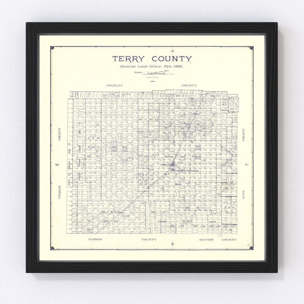 Vintage Map of Terry County, Texas 1926