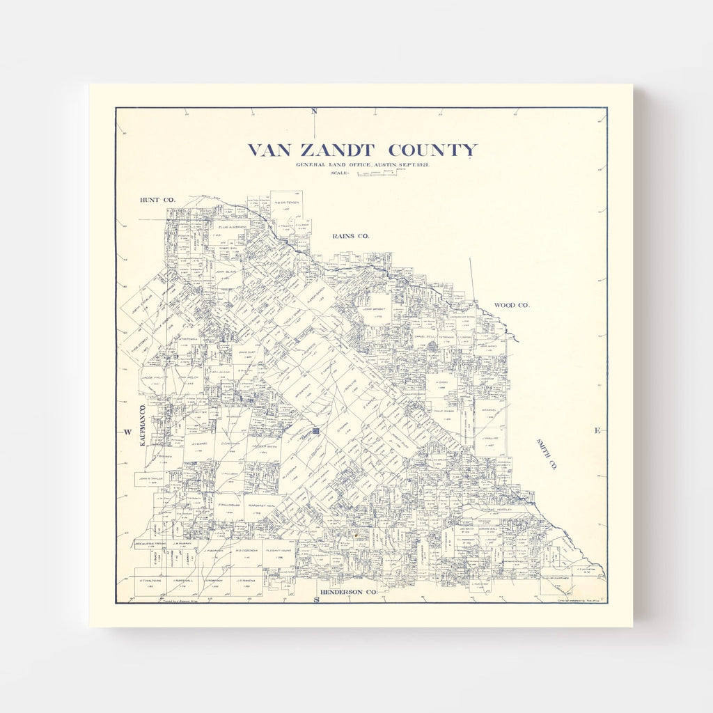 Vintage Map of Van Zandt County, Texas 1921