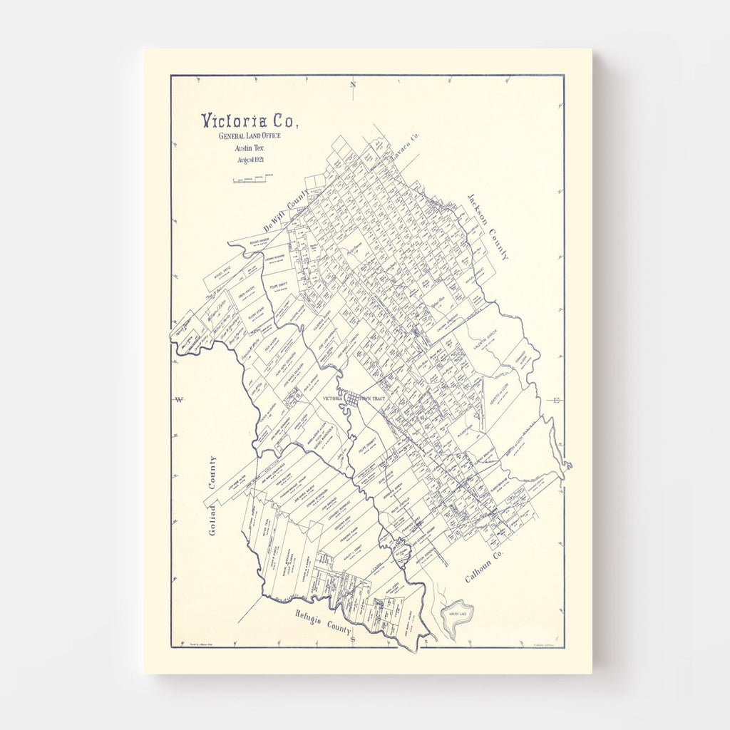 Vintage Map of Victoria County, Texas 1921
