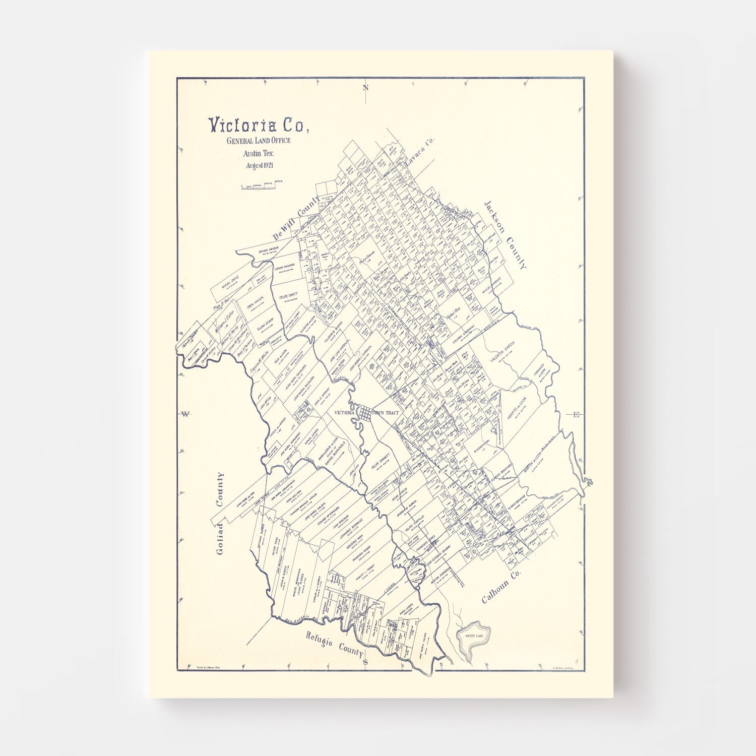 Vintage Map of Victoria County, Texas 1921