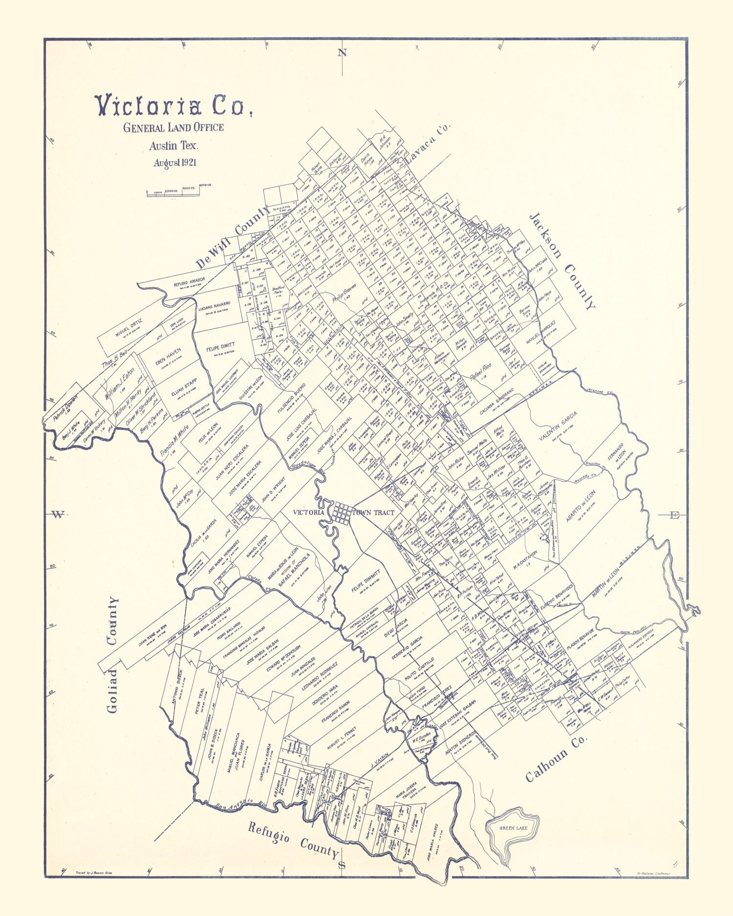 Vintage Map of Victoria County, Texas 1921