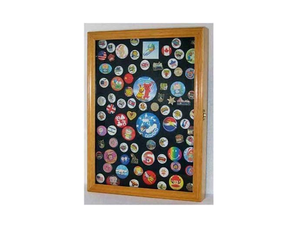 Collector Medal/Lapel Pin Display Case Holder Cabinet Shadow Box - Oak