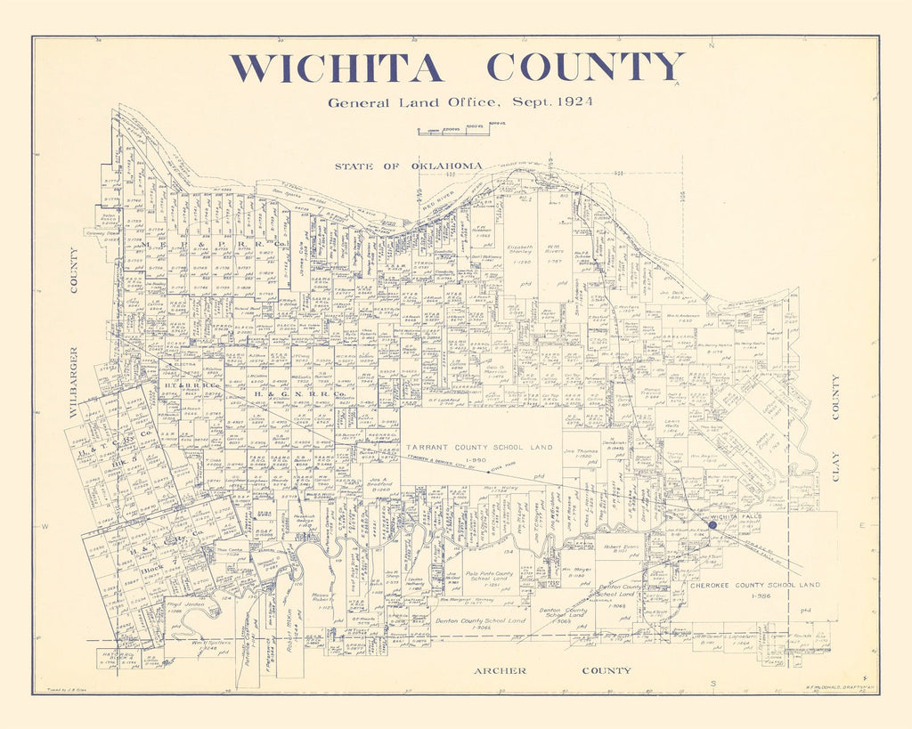 Vintage Map of Wichita County, Texas 1924