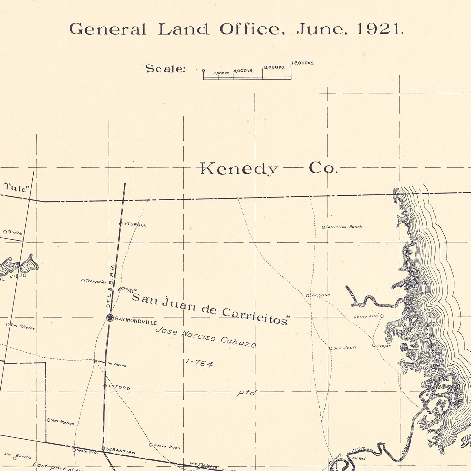Vintage Map of Willacy County, Texas 1921