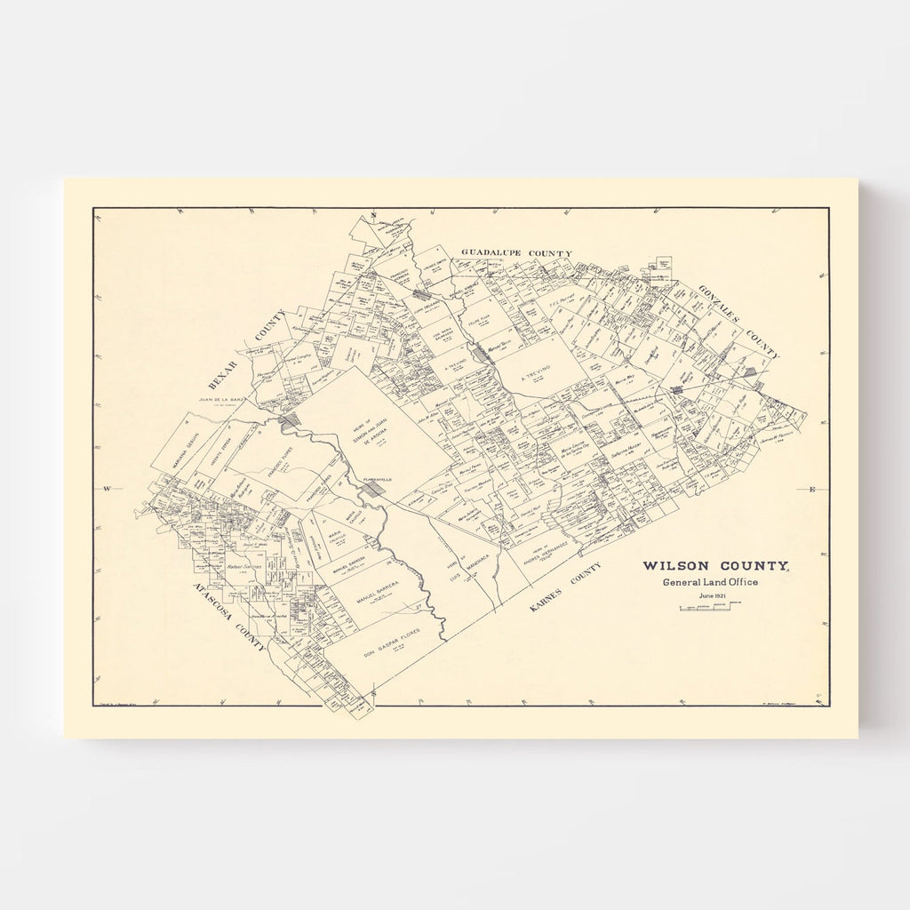 Vintage Map of Wilson County, Texas 1921