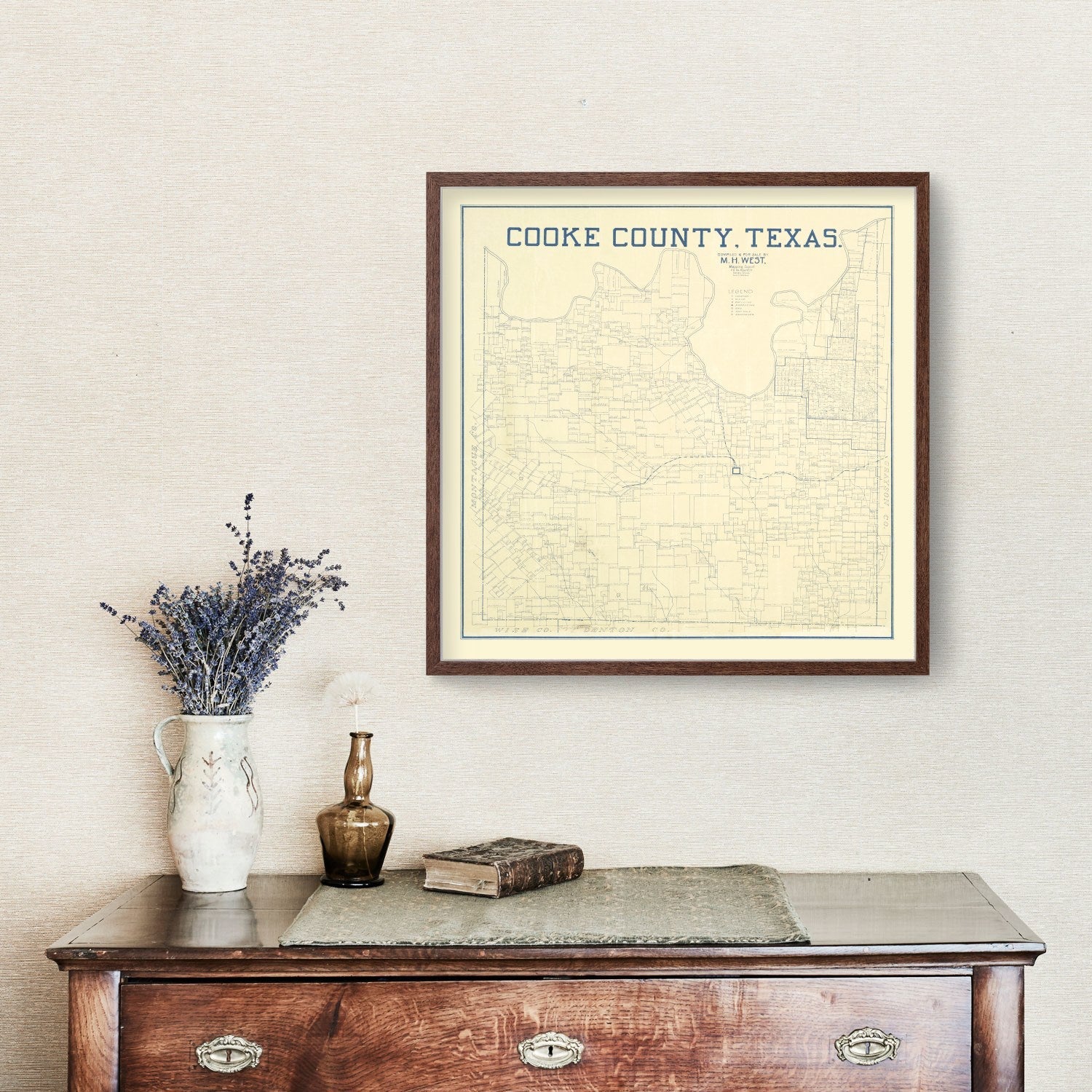Vintage Map of Cooke County, Texas 1920