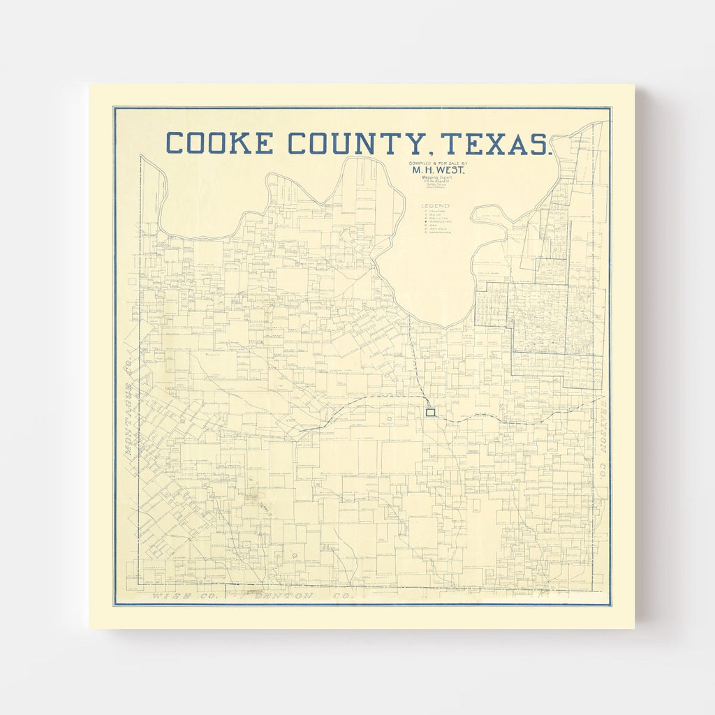 Vintage Map of Cooke County, Texas 1920