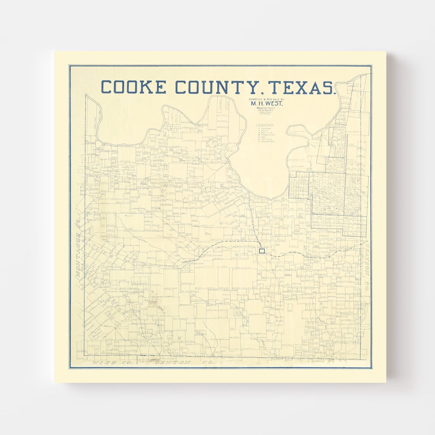 Vintage Map of Cooke County, Texas 1920