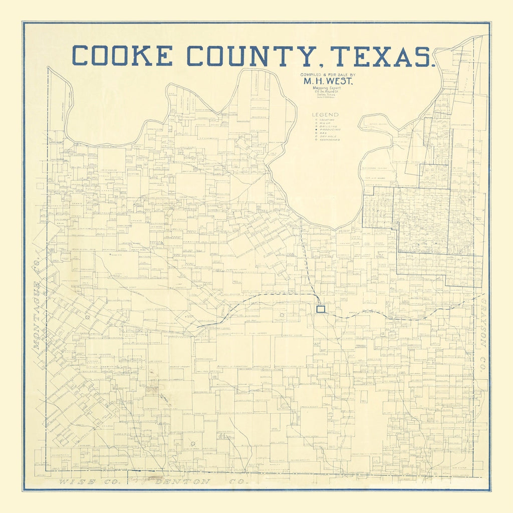 Vintage Map of Cooke County, Texas 1920