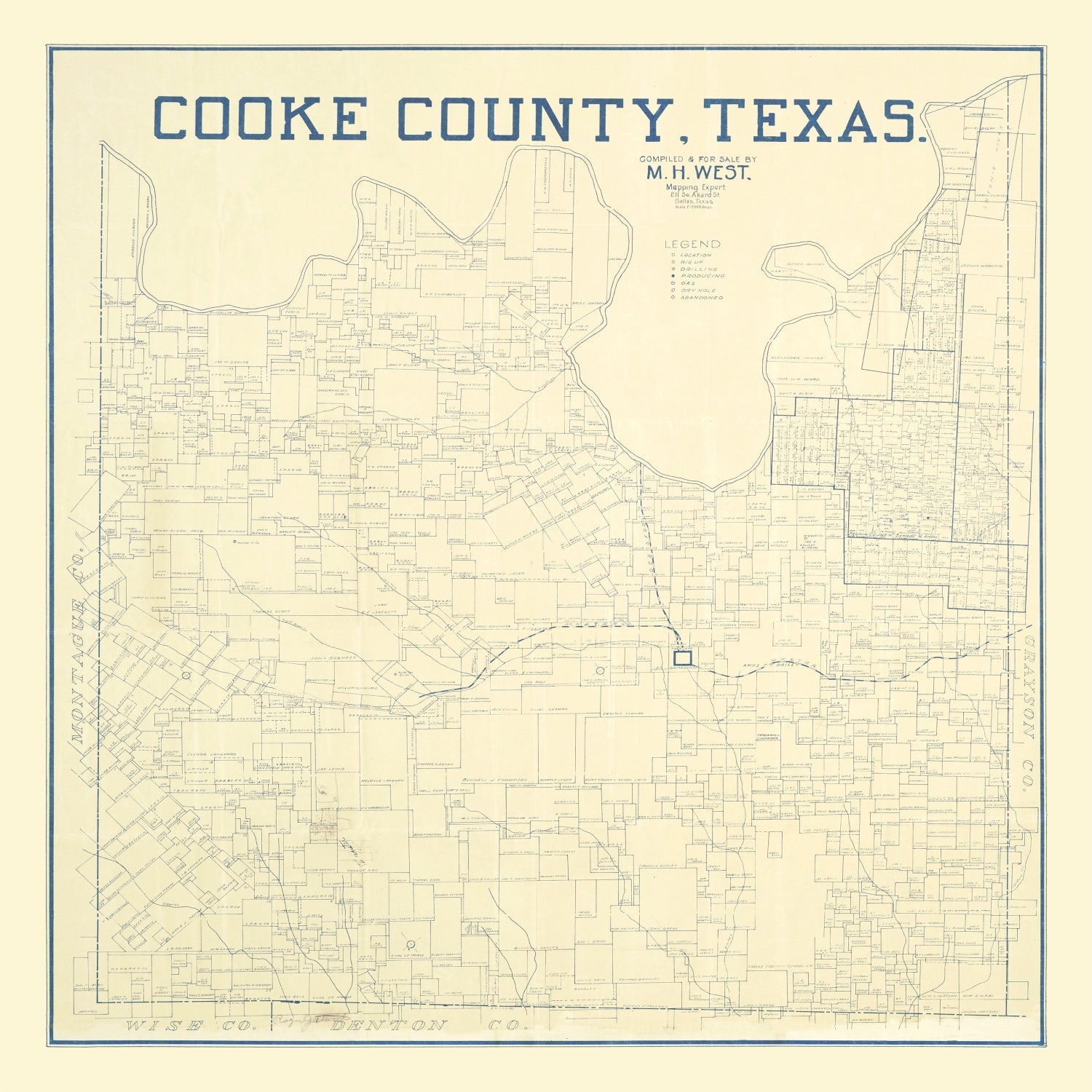 Vintage Map of Cooke County, Texas 1920