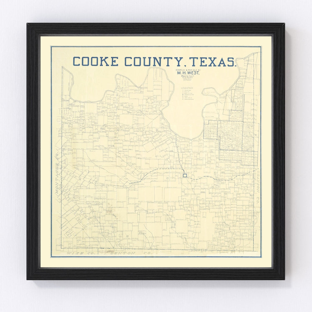 Vintage Map of Cooke County, Texas 1920
