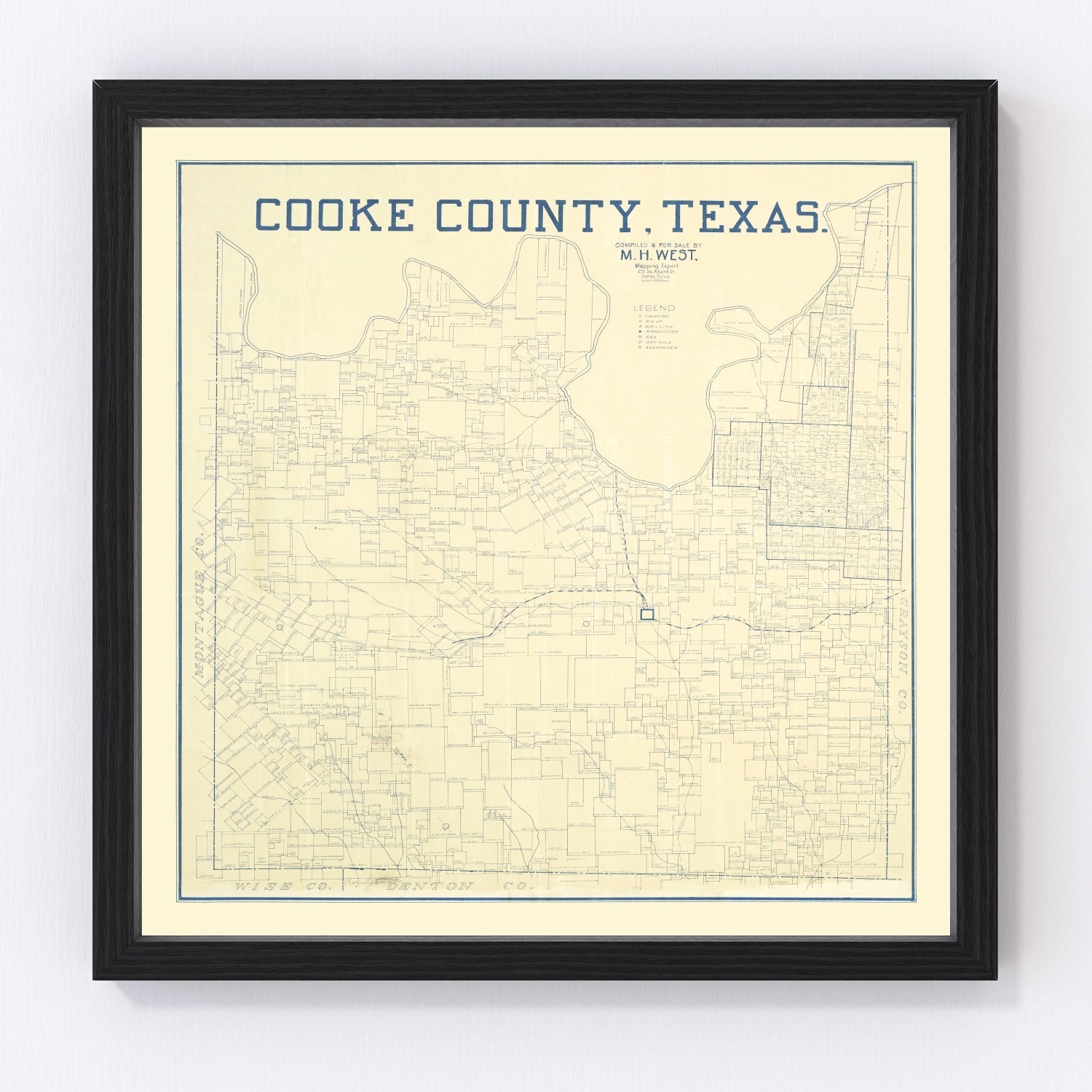 Vintage Map of Cooke County, Texas 1920