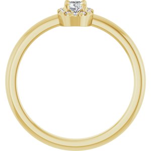 14K Yellow Gold Natural White Sapphire & .05 CTW Natural Diamond French-Set Halo-Style Ring