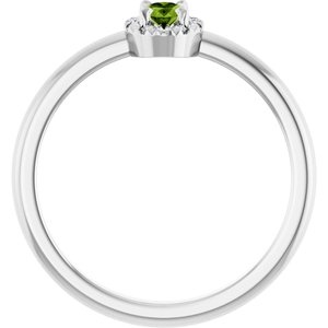 Sterling Silver Natural Peridot & .05 CTW Natural Diamond French-Set Halo-Style Ring