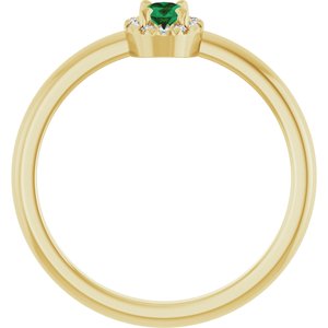 14K Yellow Gold Lab-Grown Emerald & .05 CTW Natural Diamond French-Set Halo-Style Ring