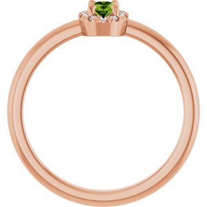 14K Rose Gold Natural Peridot & .05 CTW Natural Diamond French-Set Halo-Style Ring