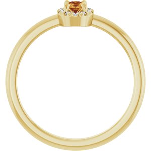 14K Yellow Gold Natural Citrine & .05 CTW Natural Diamond French-Set Halo-Style Ring