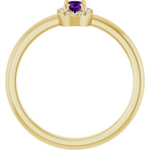 14K Yellow Gold Natural Amethyst & .05 CTW Natural Diamond French-Set Halo-Style Ring