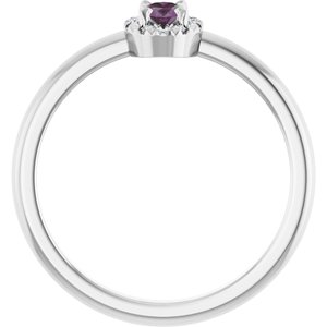 Platinum Lab-Grown Alexandrite & .05 CTW Natural Diamond French-Set Halo-Style Ring