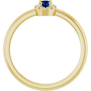 14K Yellow Gold Natural Blue Sapphire & .05 CTW Natural Diamond French-Set Halo-Style Ring