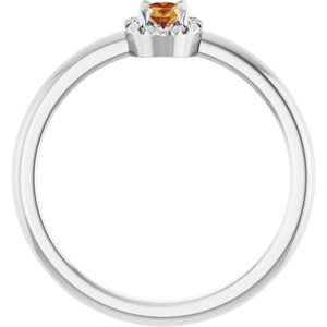 Platinum Natural Citrine & .05 CTW Natural Diamond French-Set Halo-Style Ring