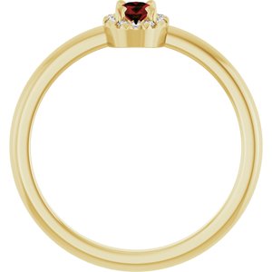 14K Yellow Gold Natural Mozambique Garnet & .05 CTW Natural Diamond French-Set Halo-Style Ring