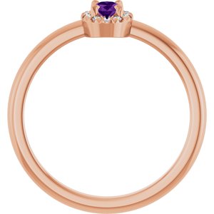 14K Rose Gold Natural Amethyst & .05 CTW Natural Diamond French-Set Halo-Style Ring