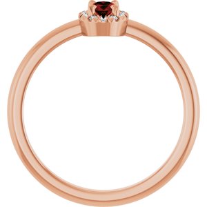 14K Rose Gold Natural Mozambique Garnet & .05 CTW Natural Diamond French-Set Halo-Style Ring