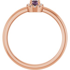 14K Rose Gold Lab-Grown Alexandrite & .05 CTW Natural Diamond French-Set Halo-Style Ring