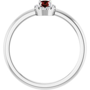 14K White Gold Natural Mozambique Garnet & .05 CTW Natural Diamond French-Set Halo-Style Ring