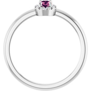 14K White Gold Natural Pink Tourmaline & .05 CTW Natural Diamond French-Set Halo-Style Ring