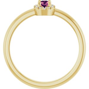 14K Yellow Gold Natural Pink Tourmaline & .05 CTW Natural Diamond French-Set Halo-Style Ring