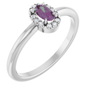 Platinum Lab-Grown Alexandrite & .05 CTW Natural Diamond French-Set Halo-Style Ring