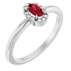 Platinum Natural Ruby & .05 CTW Natural Diamond French-Set Halo-Style Ring