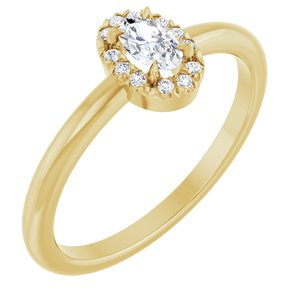 14K Yellow Gold Natural White Sapphire & .05 CTW Natural Diamond French-Set Halo-Style Ring