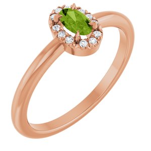 14K Rose Gold Natural Peridot & .05 CTW Natural Diamond French-Set Halo-Style Ring
