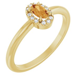 14K Yellow Gold Natural Citrine & .05 CTW Natural Diamond French-Set Halo-Style Ring