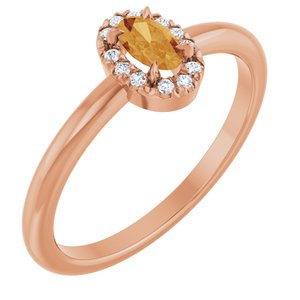 14K Rose Gold Natural Citrine & .05 CTW Natural Diamond French-Set Halo-Style Ring