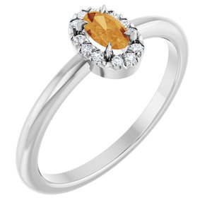 Platinum Natural Citrine & .05 CTW Natural Diamond French-Set Halo-Style Ring
