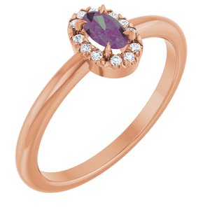 14K Rose Gold Lab-Grown Alexandrite & .05 CTW Natural Diamond French-Set Halo-Style Ring
