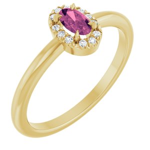 14K Yellow Gold Natural Pink Tourmaline & .05 CTW Natural Diamond French-Set Halo-Style Ring