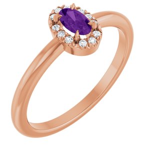 14K Rose Gold Natural Amethyst & .05 CTW Natural Diamond French-Set Halo-Style Ring