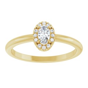 14K Yellow Gold Natural White Sapphire & .05 CTW Natural Diamond French-Set Halo-Style Ring