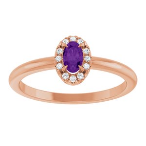 14K Rose Gold Natural Amethyst & .05 CTW Natural Diamond French-Set Halo-Style Ring