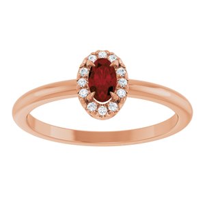 14K Rose Gold Natural Mozambique Garnet & .05 CTW Natural Diamond French-Set Halo-Style Ring