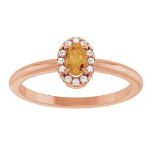 14K Rose Gold Natural Citrine & .05 CTW Natural Diamond French-Set Halo-Style Ring