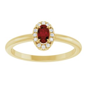 14K Yellow Gold Natural Mozambique Garnet & .05 CTW Natural Diamond French-Set Halo-Style Ring