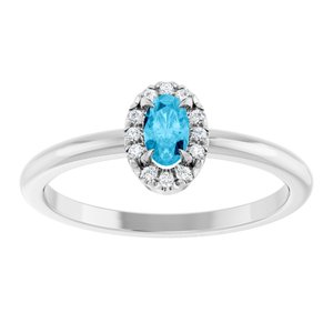 Platinum Natural Aquamarine & .05 CTW Natural Diamond French-Set Halo-Style Ring