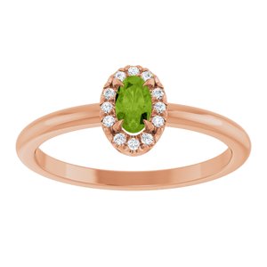 14K Rose Gold Natural Peridot & .05 CTW Natural Diamond French-Set Halo-Style Ring