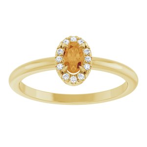 14K Yellow Gold Natural Citrine & .05 CTW Natural Diamond French-Set Halo-Style Ring